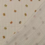 Mousseline de coton - Double gaze imprimé digital papillons rayures écru orange