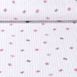 Baumwoll-Musselin - Double Gauze Digitaldruck Schmetterlinge Streifen Offweiß Rosa