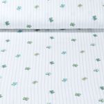 Mousseline de coton - Double Gaze Papillons Rayures Blanc cassé Vert