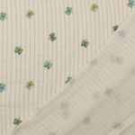 Mousseline de coton - double gaze impression digitale papillons rayures blanc cassé vert