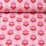 Bio Jacquard Jersey - Hamburger Liebe Hand on Heart ASS Beige Pink