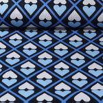 Jersey jacquard bio - Hamburger Liebe Hand on Heart ASS Noir Bleu