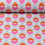 Orgaaninen jacquard jersey - Hamburger Liebe Hand on Heart ASS Beige Vaaleanpunainen