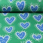 Bio Jacquard Jersey - Hamburger Liebe Hand on Heart Mood Grün