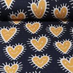 Bio Jacquard Jersey - Hamburger Liebe Hand on Heart Mood Navy