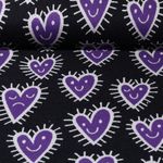 Bio Jacquard Jersey - Hamburger Liebe Hand on Heart Mood Schwarz