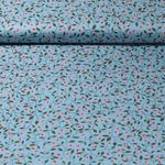 Popeline de coton - Guirlandes de fleurs Turquoise