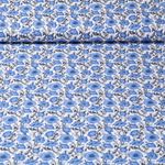 Popeline de coton - Fleurs de pavot Blanc Bleu