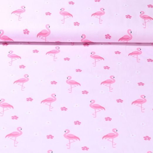 Popeline de coton - Flamants roses Rose