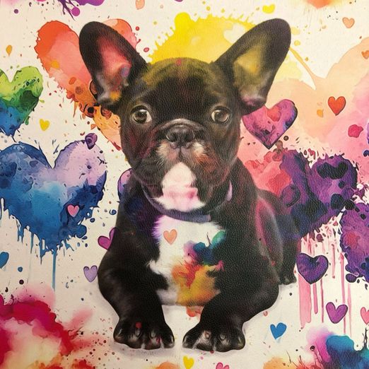 Kunstleder - Panel French Bulldog Multicolor