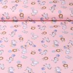 Popeline de coton - Animaux en fête Rose