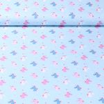 Popeline de coton - Licornes et étoiles multicolores Bleu clair