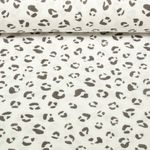 Baumwoll-Musselin - Leomuster Wollweiß