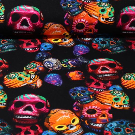 Jersey - Digitaldruck Mexican Totenköpfe Multicolor