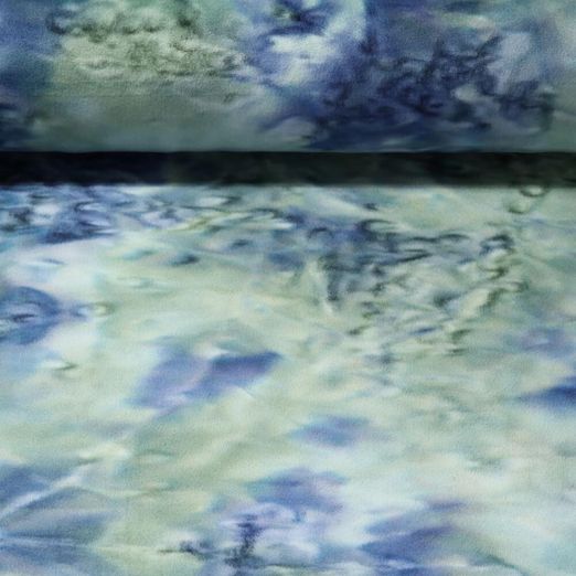 Samtjersey Ice - Superstretch Batik Mint Blau