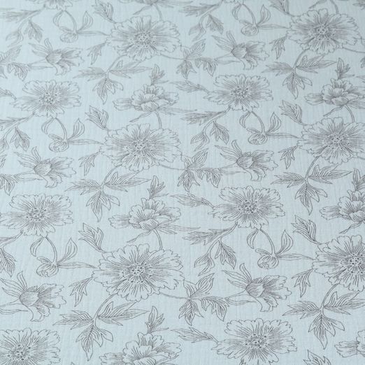 Musselin - Sommerblumen auf Mint