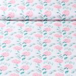 Leinen - Digitaldruck Gewaschen Blumen Weiß Rosa