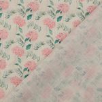 Lino - Estampado Digital Flores Lavado Blanco Rosa