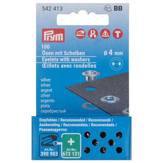 PRYM Œillets avec rondelle - Set de recharge - 4mm - Argent