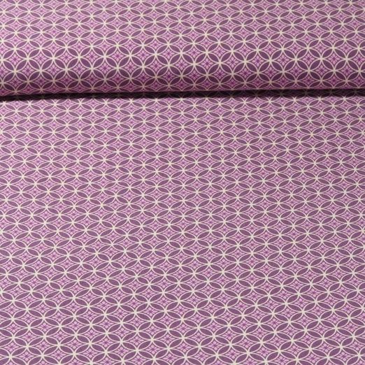 Popeline de viscose - Cercles de fleurs Mauve