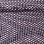 Viskose-Popeline - Blumen Kreise Marine