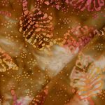 Katoenen popeline - Batik bladeren Bruin