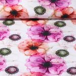 Popeline de viscose - Impression digitale Fleurs multicolores Ecru Rose vif-0