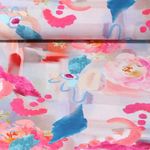 Viskose Popeline - Digitaldruck Gemalte Blüten Pink