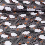 Popeline de viscose - Impression digitale Fleurs Gris anthracite