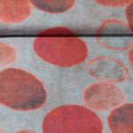 Popeline de viscose - Impression digitale Rond Vintage Gris Marron