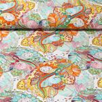 Viskose Popeline - Digitaldruck Fantasieblumen Orange