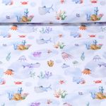 Jersey - Impression digitale Petits animaux marins Blanc