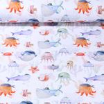 Jersey - Impression digitale Grands animaux marins Blanc