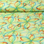 Viskose Popeline - Digitaldruck Bunte Blumen Apfelgrün