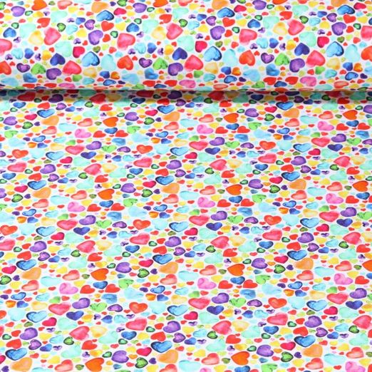 Jersey - Digitaldruck Regenbogen Herzen Multicolor