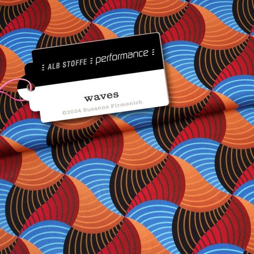 Albstoffe Performance Kollektion - Waves Schwarz