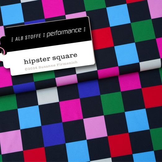 Collection Performance Albstoffe - Hipster Square Noir Multicolore