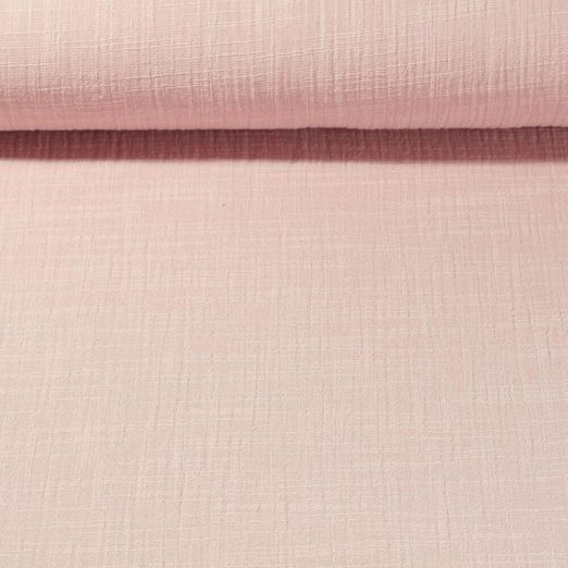 Mousseline de coton Slub effet lin Edouard - Uni Vieux rose