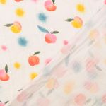 Bomullsmusselin - Double Gauze digitaltryck äpplen vit