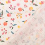 Bomullsmusselin - dubbel gaze digitaltryck äpplen och blommor vit