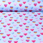 Jersey - Digitaldruck Bunte Herzen Hellblau