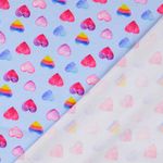 Jersey - Digitale print Gekleurde harten Lichtblauw