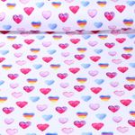 Jersey - Digitaldruck Bunte Herzen Weiß