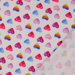 Jersey - Stampa digitale Cuori colorati su bianco