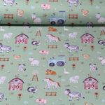 Jersey - Digitaldruck Auf Dem Bauernhof Lindgrün