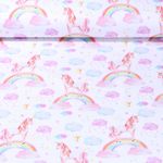 Jersey - Digitaldruck Einhörner Und Regenbögen Weiß