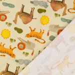 Jersey - Digitale print Safari dieren beige