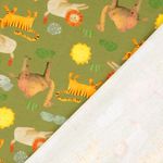 Jersey - Digitale Print Safari Dieren Olijfgroen