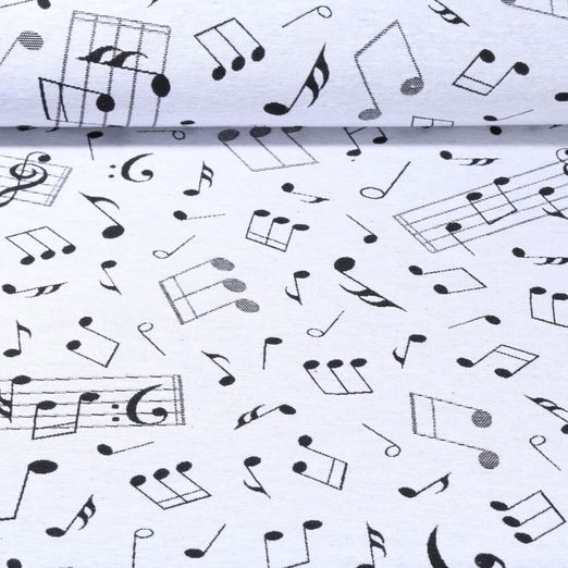 Toile canevas Jacquard - Double face Black & White Notes de musique