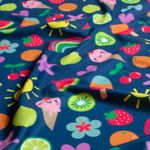 Tissu sport & maillot de bain - Impression numérique Glace aux fruits Navy UPF50 Recyclé